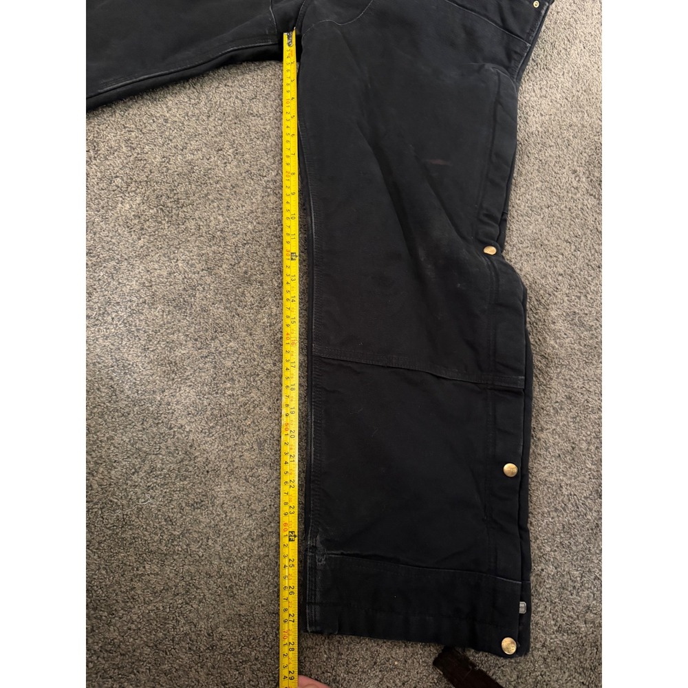 Carhartt Mens Black Quilt Lined Double Knee Bib Overalls Work Pants R02 BLK - Picture 5 of 11